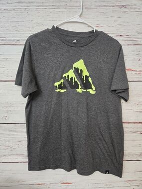 Adidas Boys Graphic T-Shirt XL Gray Short Sleeve Logo Tee Youth 18/20